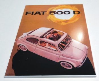 TARGA VINTAGE FIAT 500 D Pubblicità, Car Advertising, Poster, Plate, Art  Retro